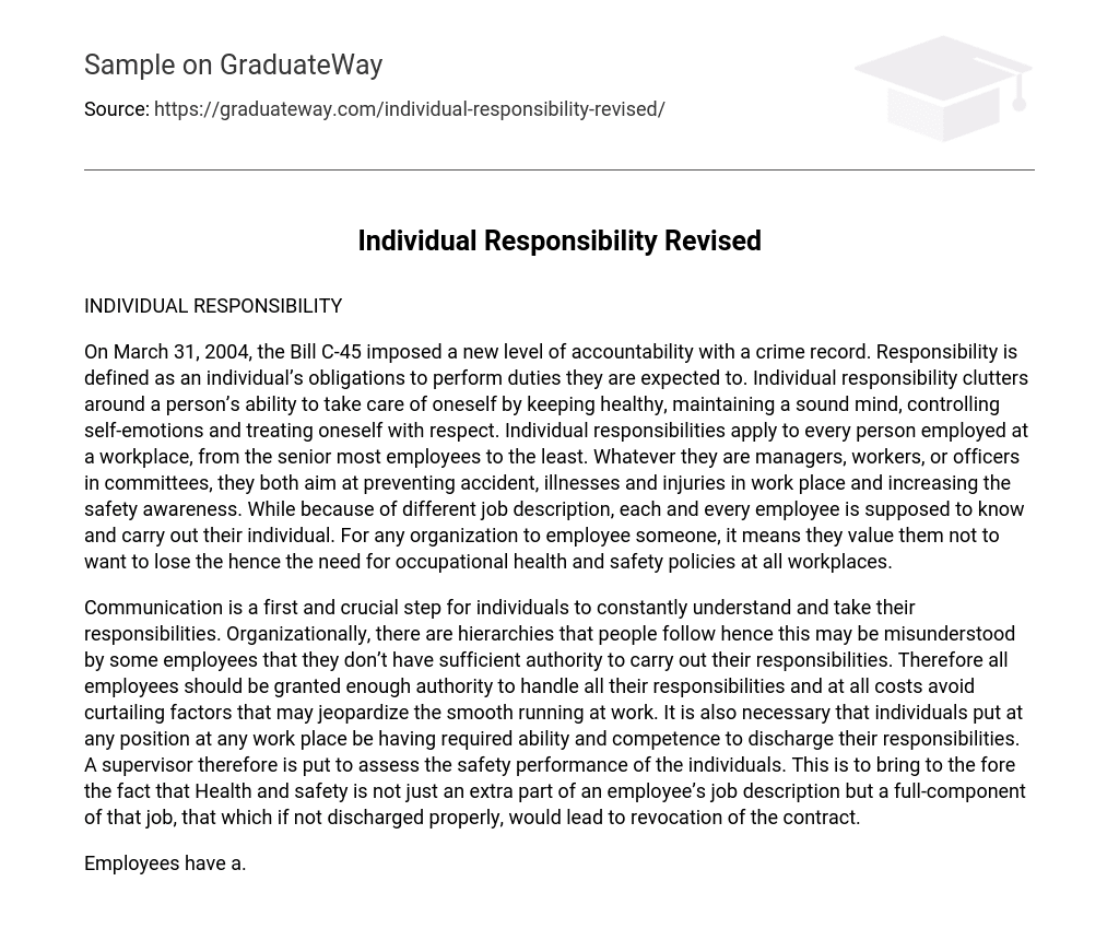 Individual Responsibility Revised