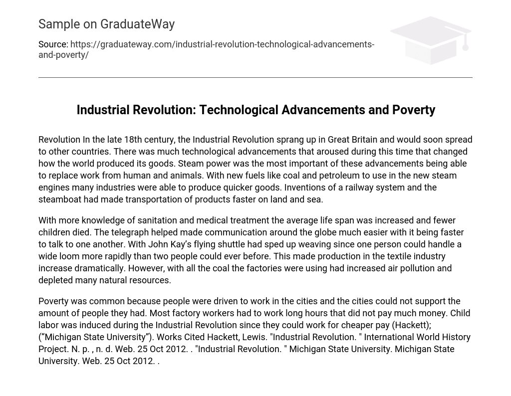 Industrial Revolution: Technological Advancements and Poverty