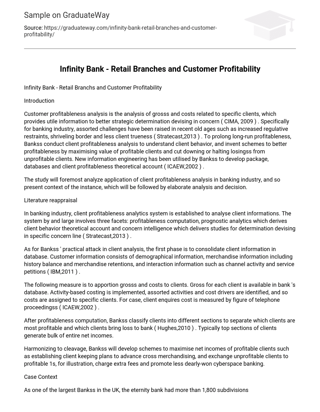 Infinity Bank – Retail Branches and Customer Profitability Analysis