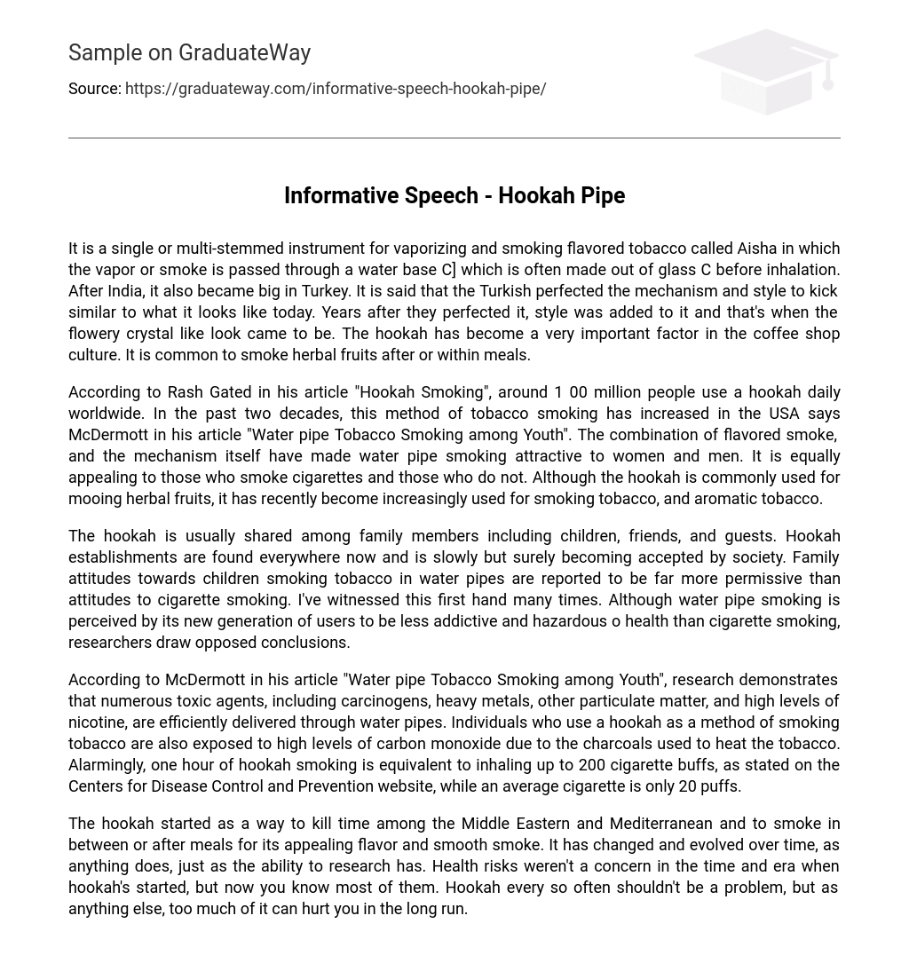 Informative Speech – Hookah Pipe