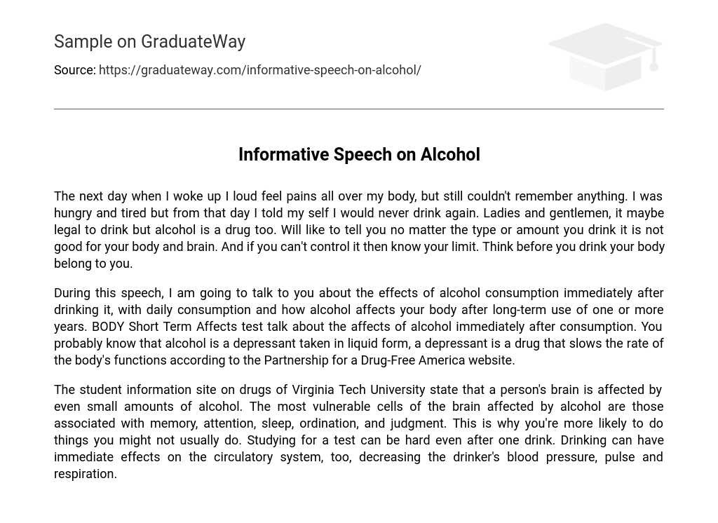 Informative Speech on Alcohol