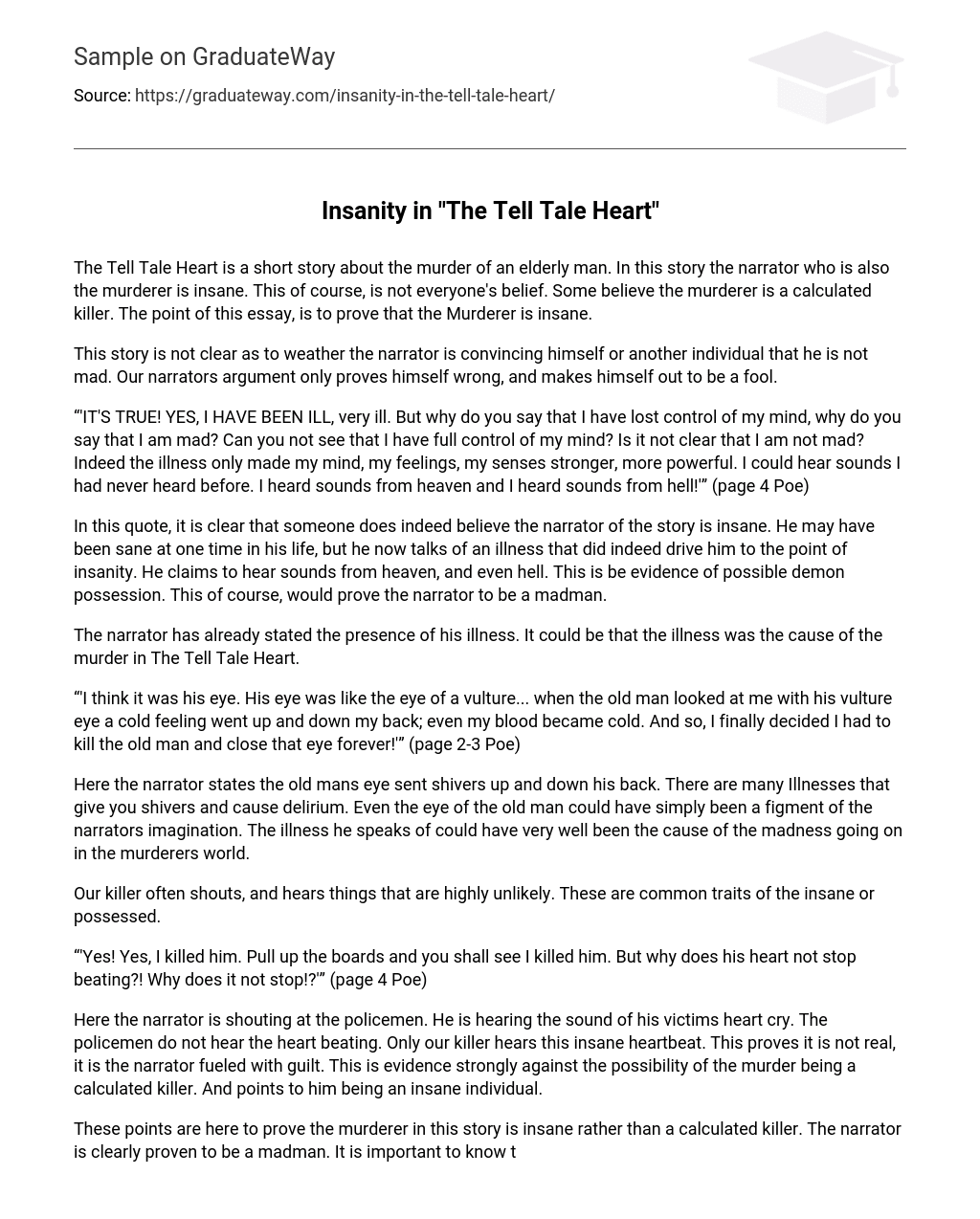 Insanity in “The Tell Tale Heart” Analysis