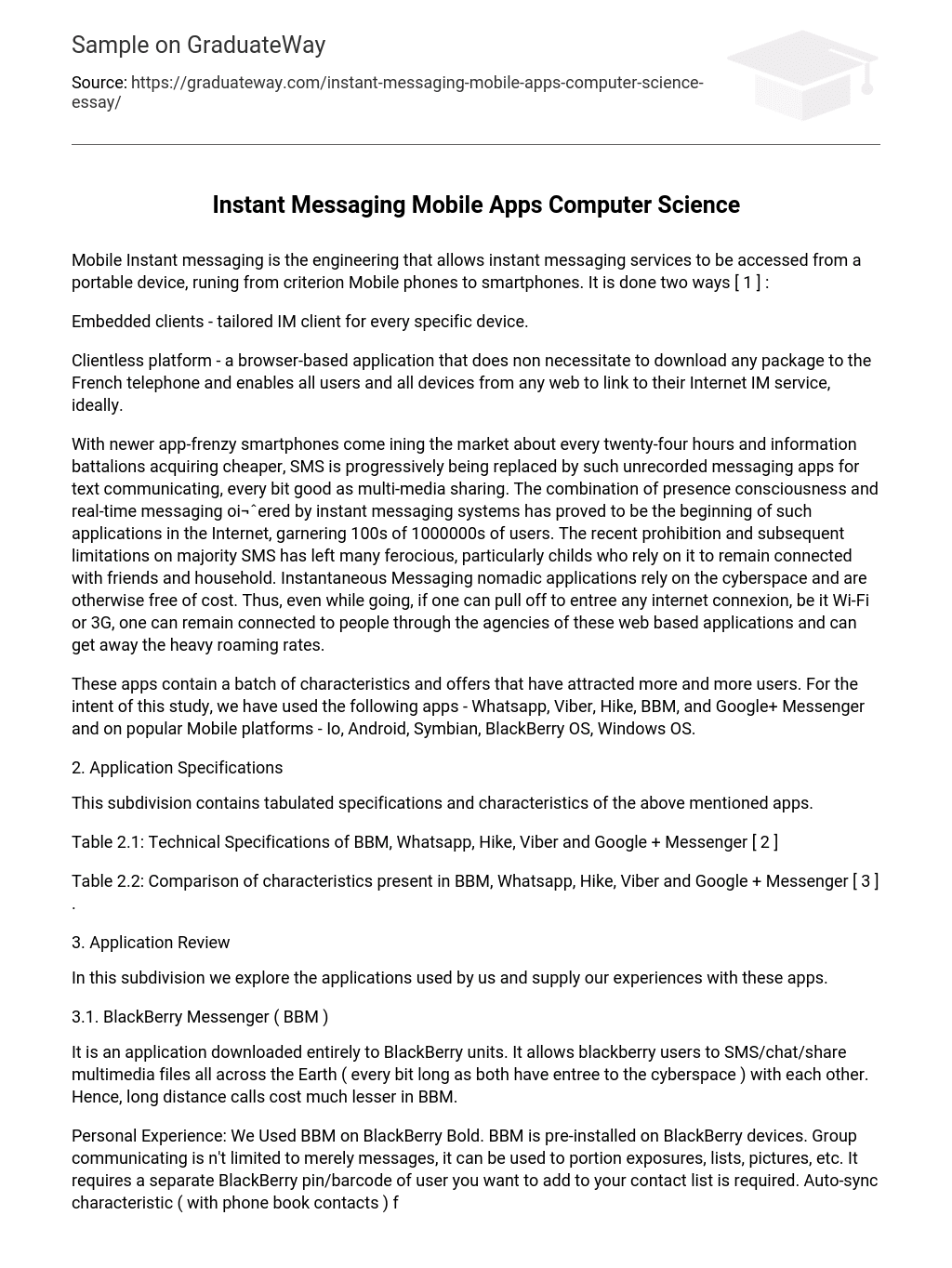 Instant Messaging Mobile Apps Computer Science