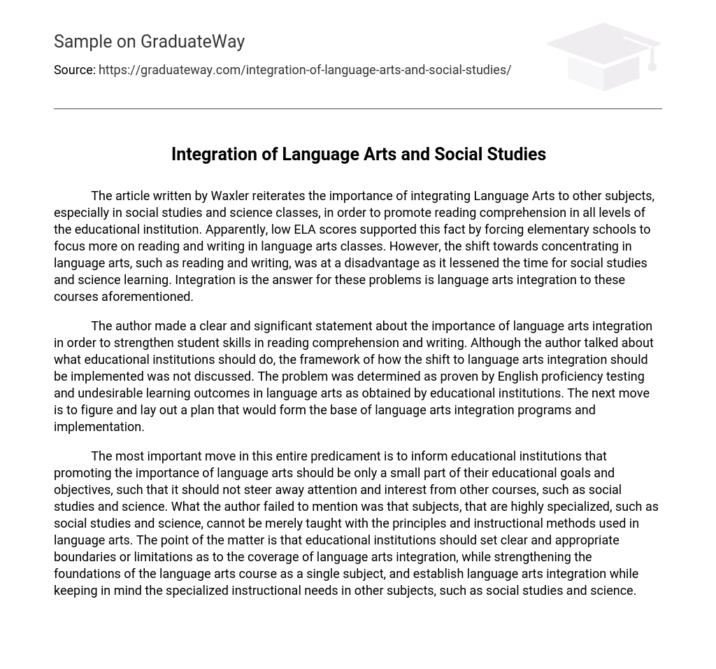 Integration of Language Arts and Social Studies