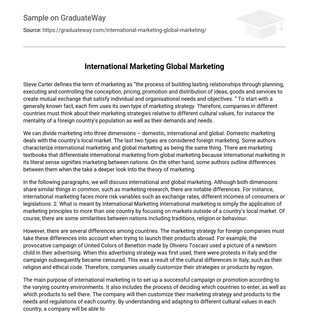 essay about international marketing
