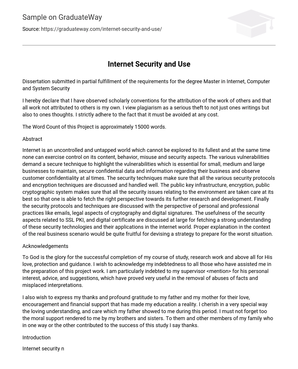 Internet Security and Use