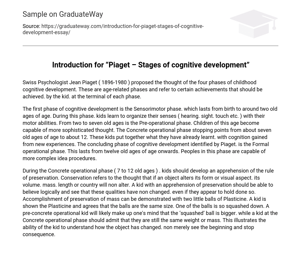Introduction for “Piaget – Stages of cognitive development”