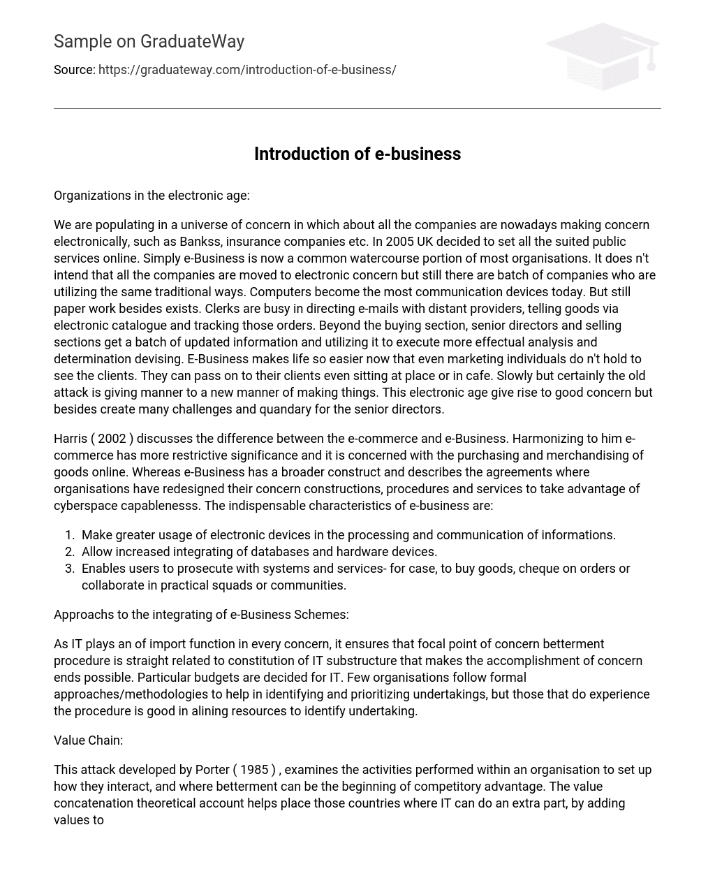 Introduction of e-business