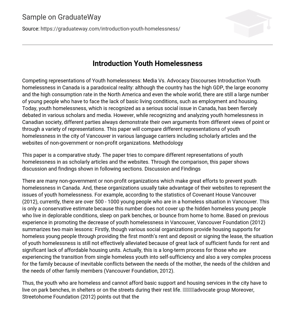 Introduction Youth Homelessness