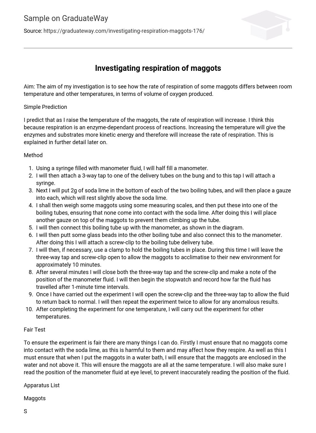 Investigating Respiration of Maggots