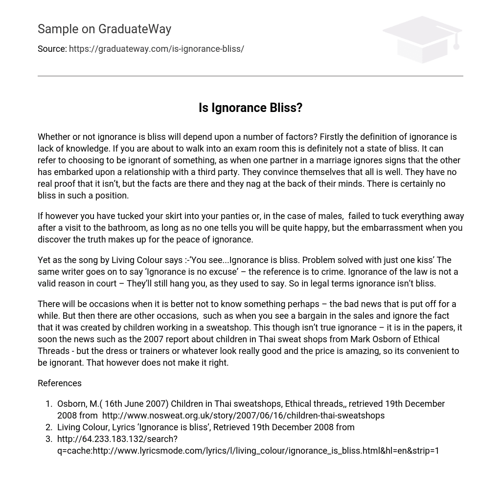 is ignorance really bliss essay