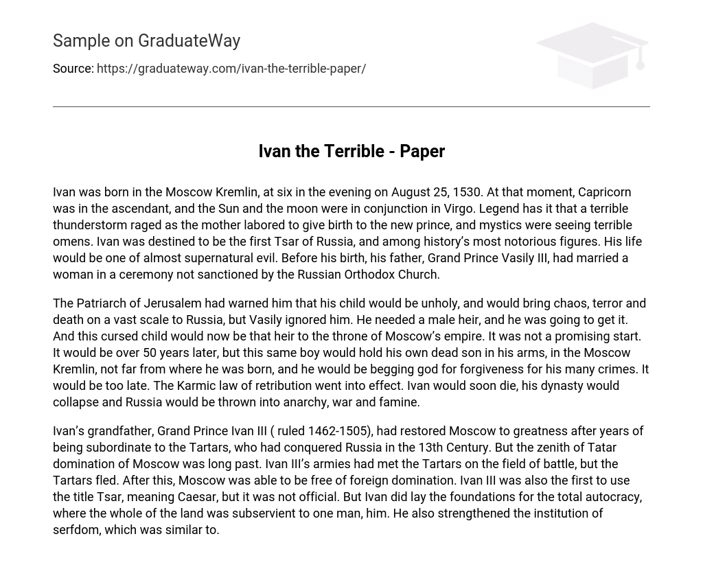 Ivan the Terrible – Paper