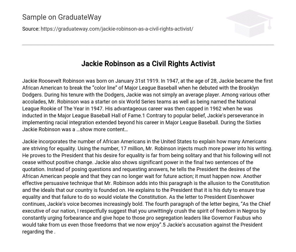Jackie Robinson as a Civil Rights Activist Research Paper