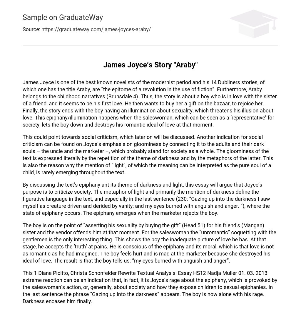 James Joyce’s Story “Araby” Analysis