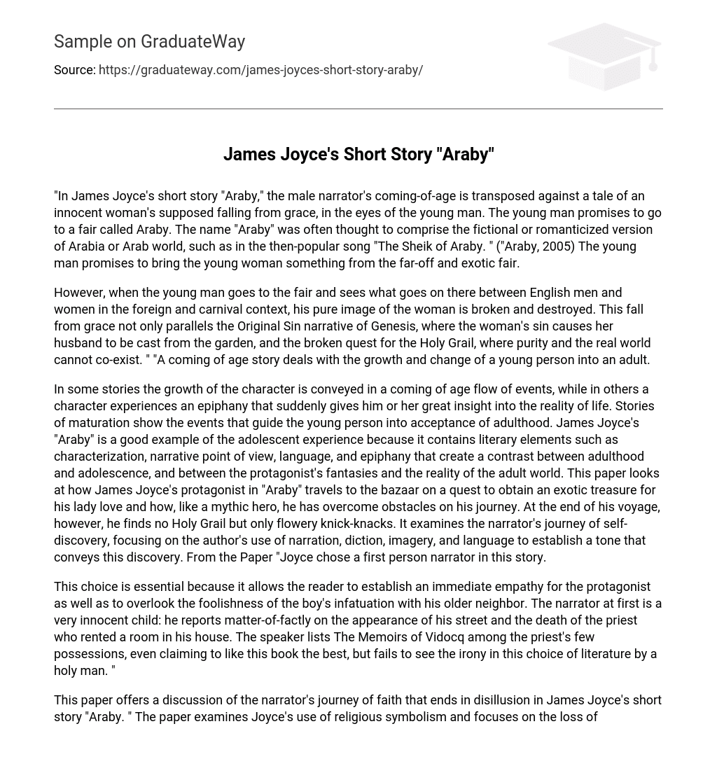 James Joyce’s Short Story “Araby” Character Analysis