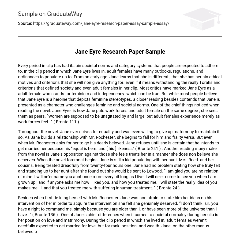 Jane Eyre Research Paper Sample