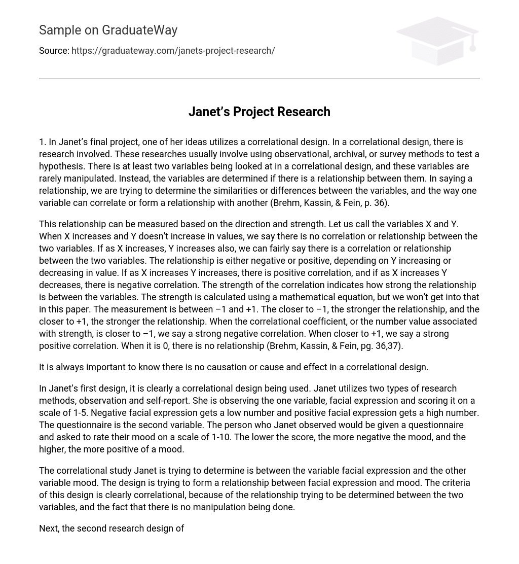 Janet’s Project Research