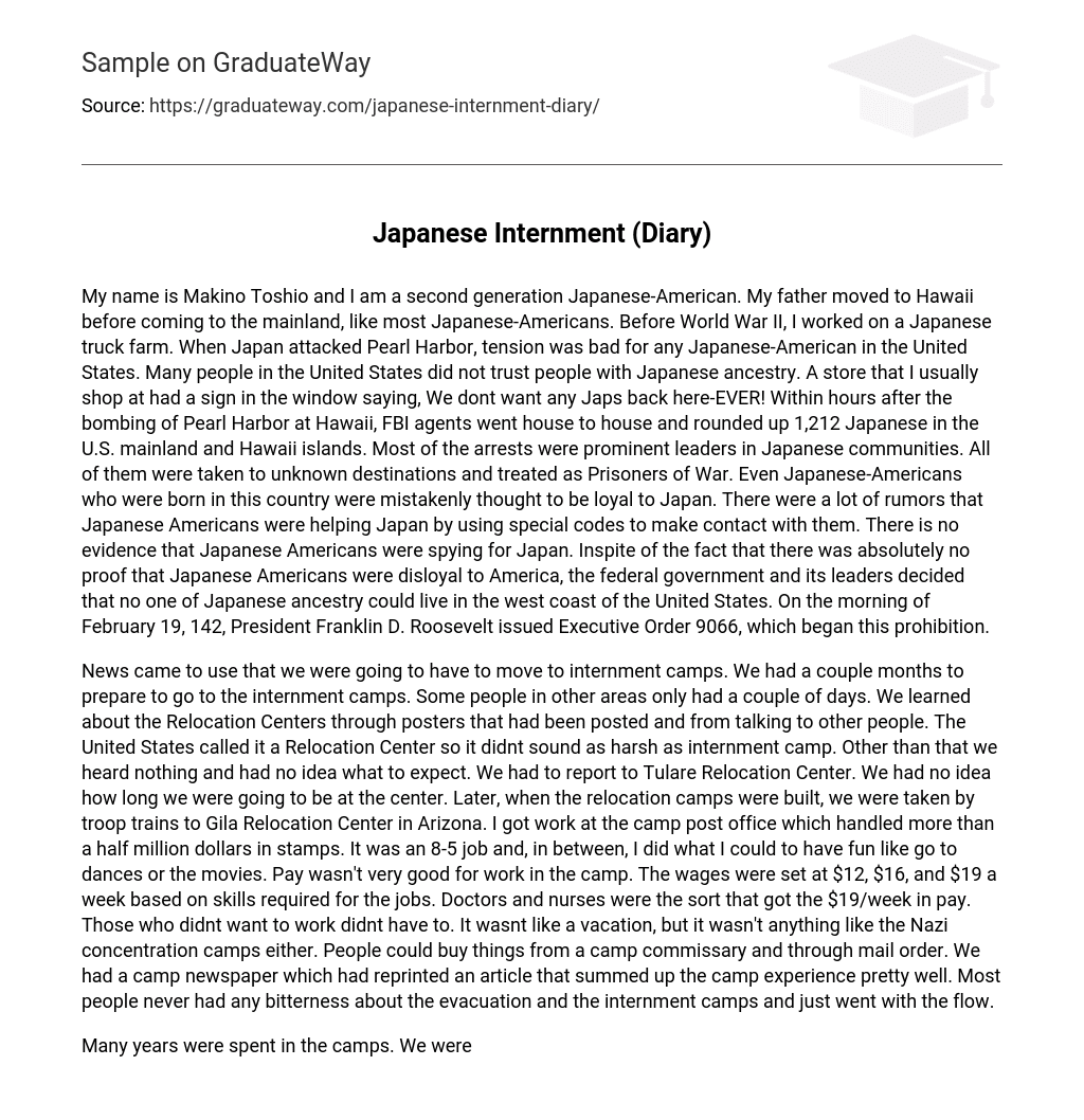 Japanese Internment (Diary)