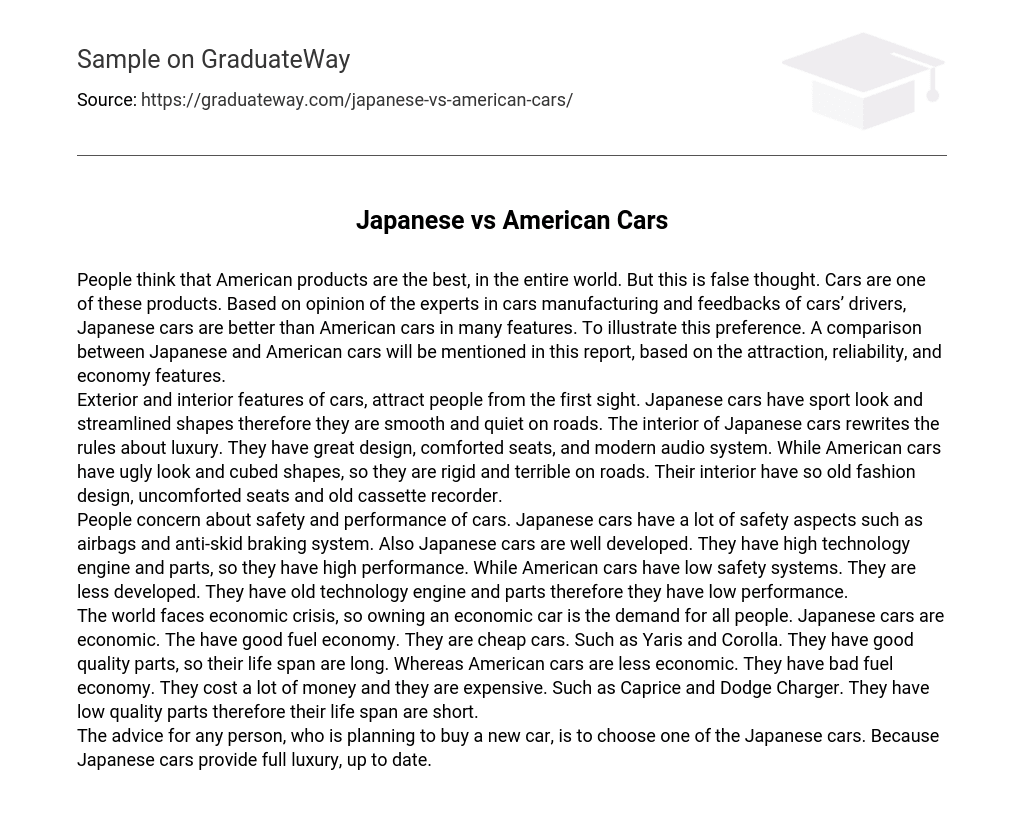 Japanese vs American Cars