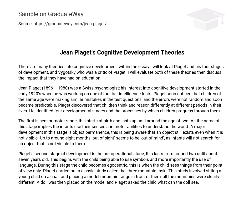 Jean Piaget’s Cognitive Development Theories