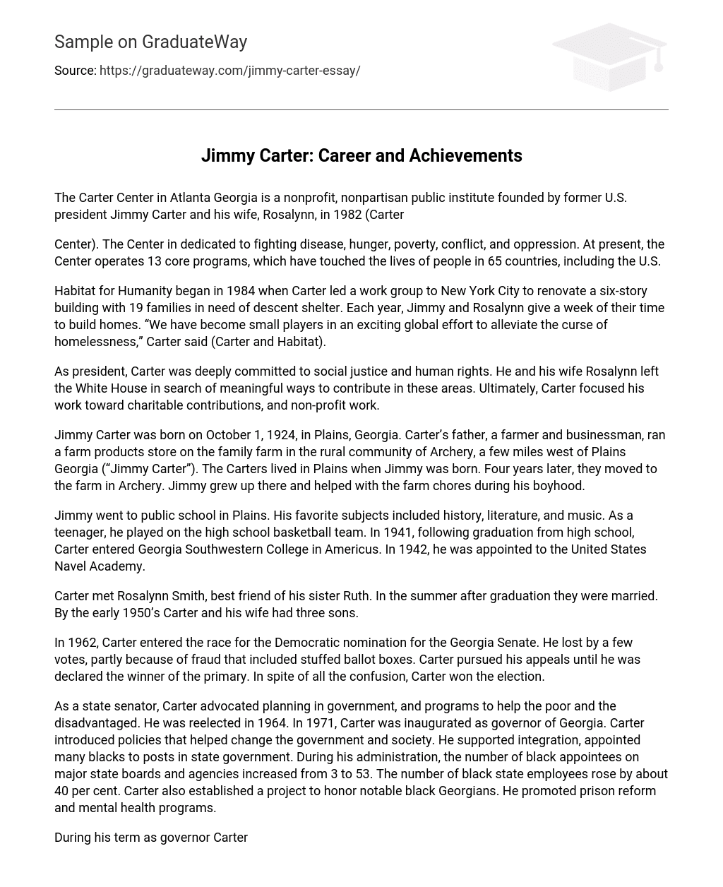 Jimmy Carter: Career and Achievements