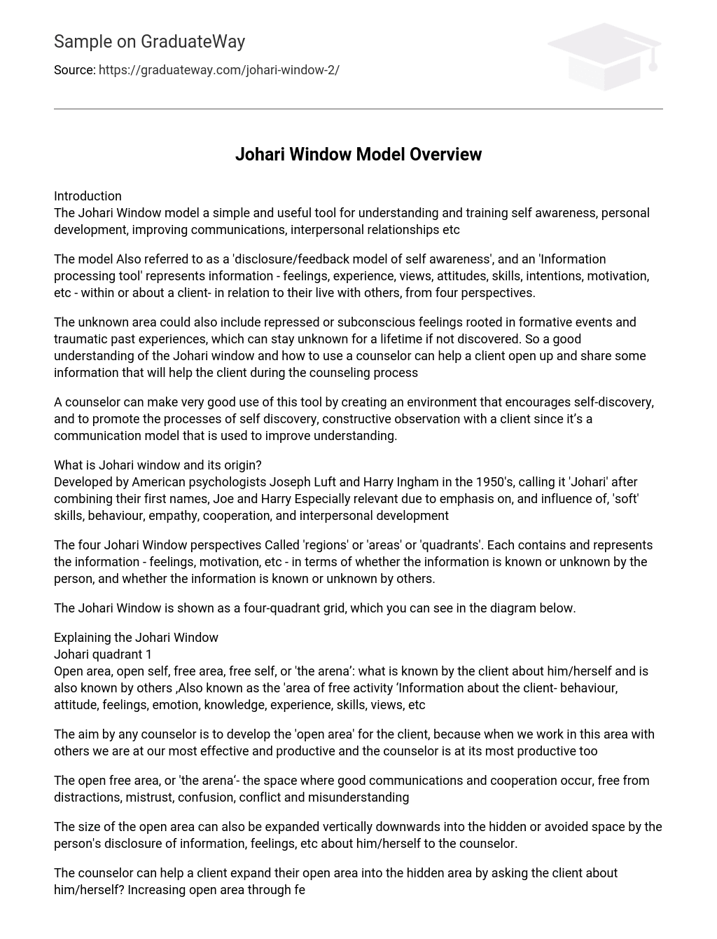 Johari Window Model Overview