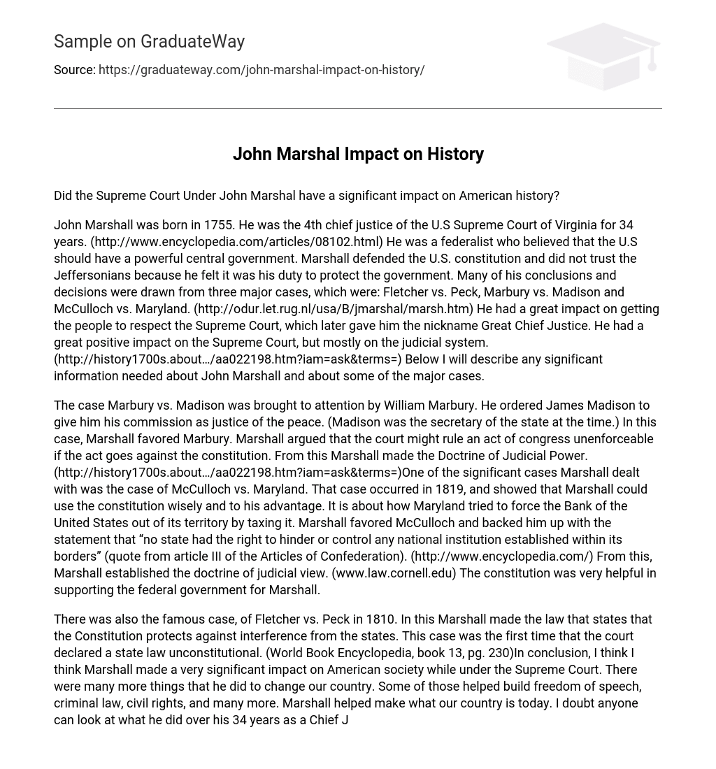 John Marshal Impact on History