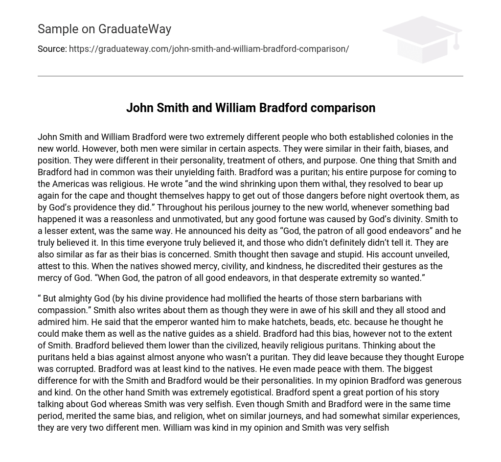 John Smith and William Bradford comparison