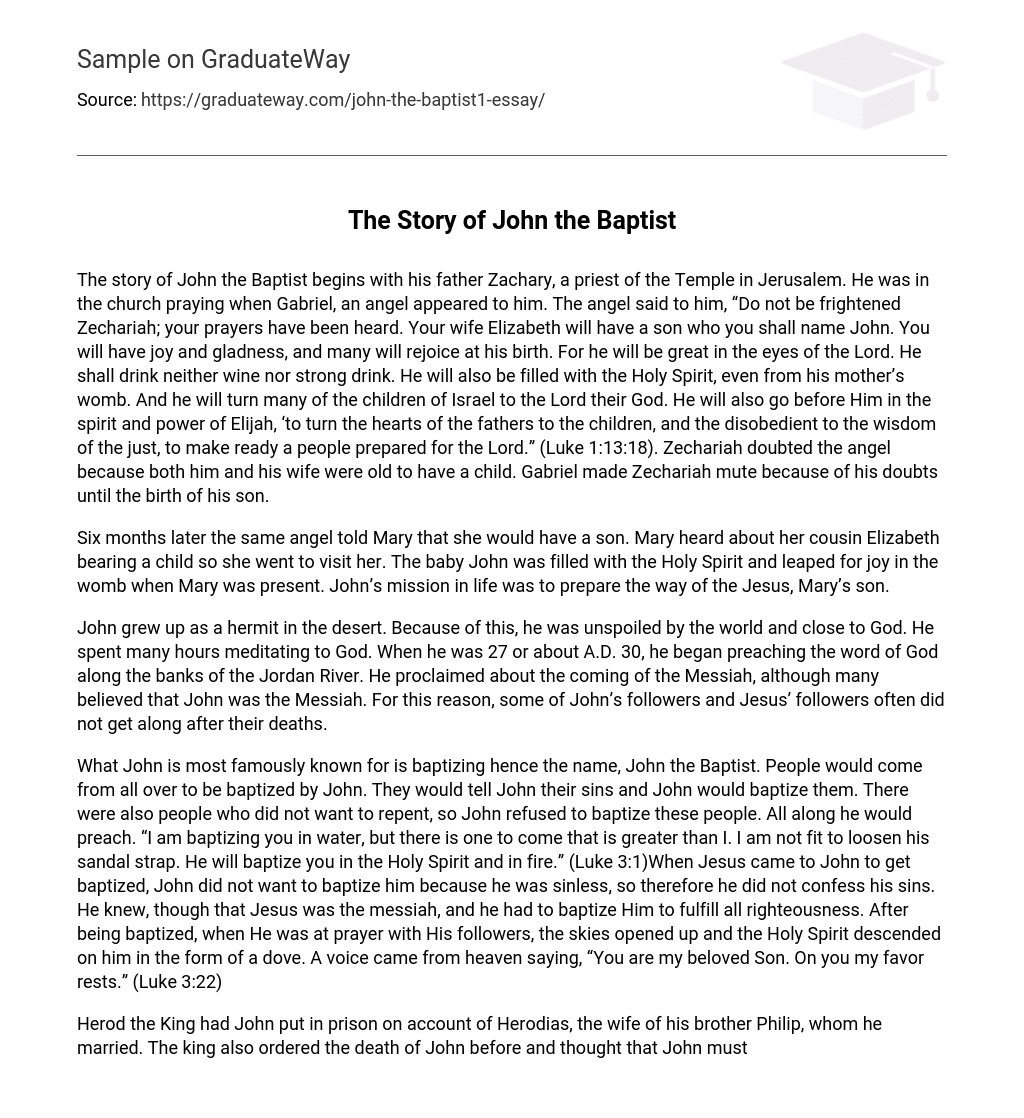 The Story of John the Baptist