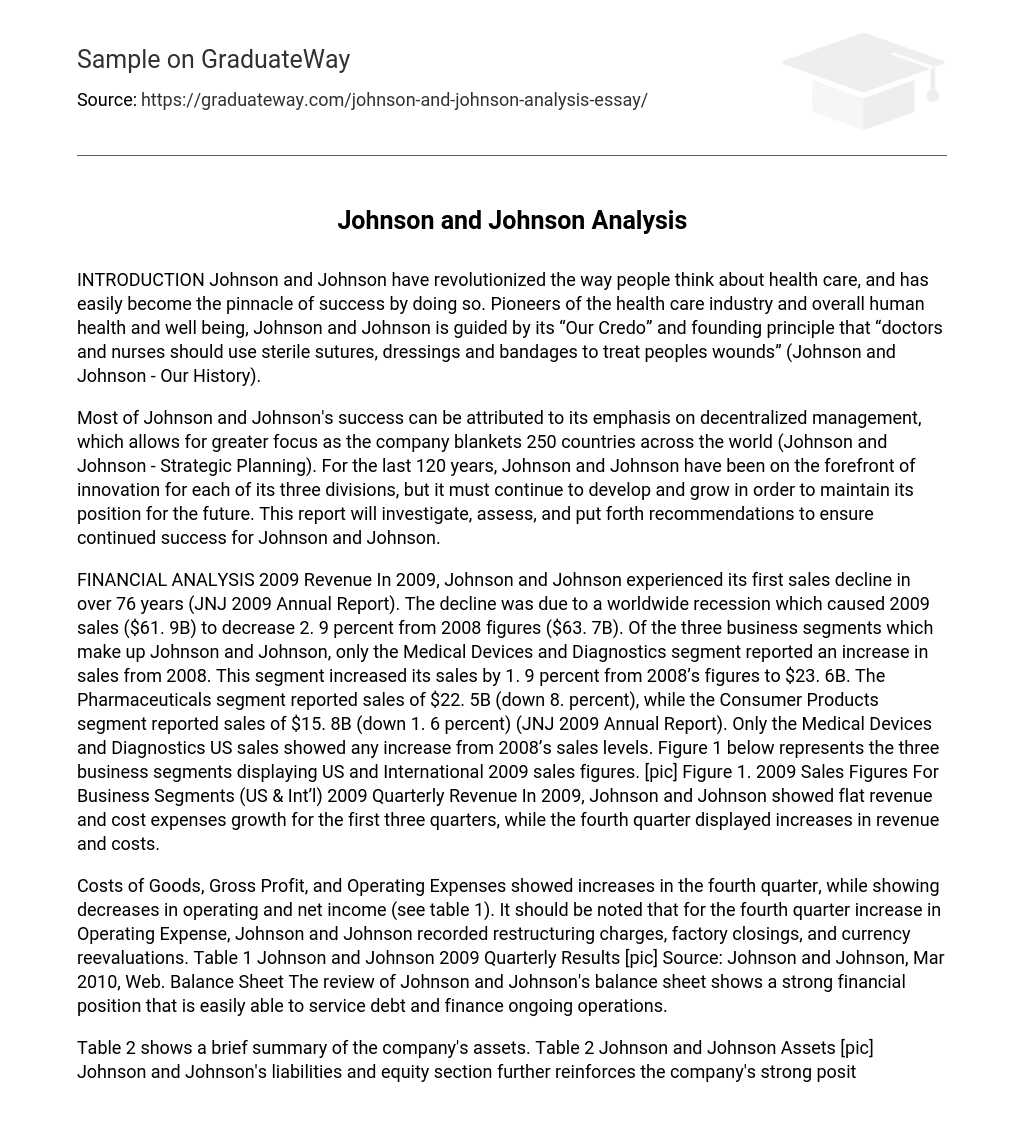 Johnson and Johnson Analysis