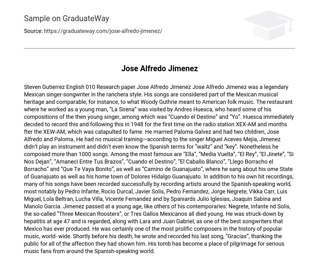 Jose Alfredo Jimenez Biography