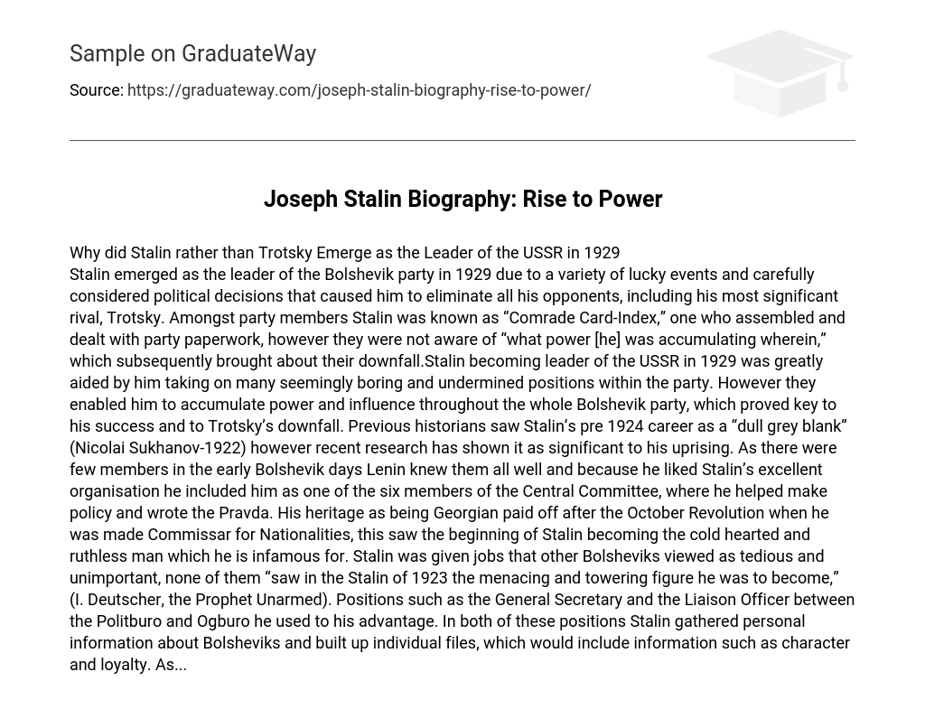 Joseph Stalin Biography: Rise to Power