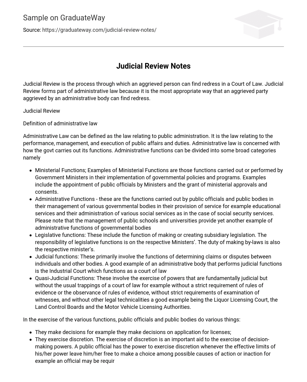 Judicial Review Notes