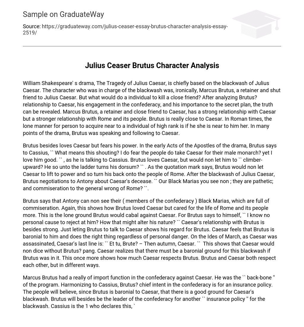 Julius Ceaser Brutus Character Analysis