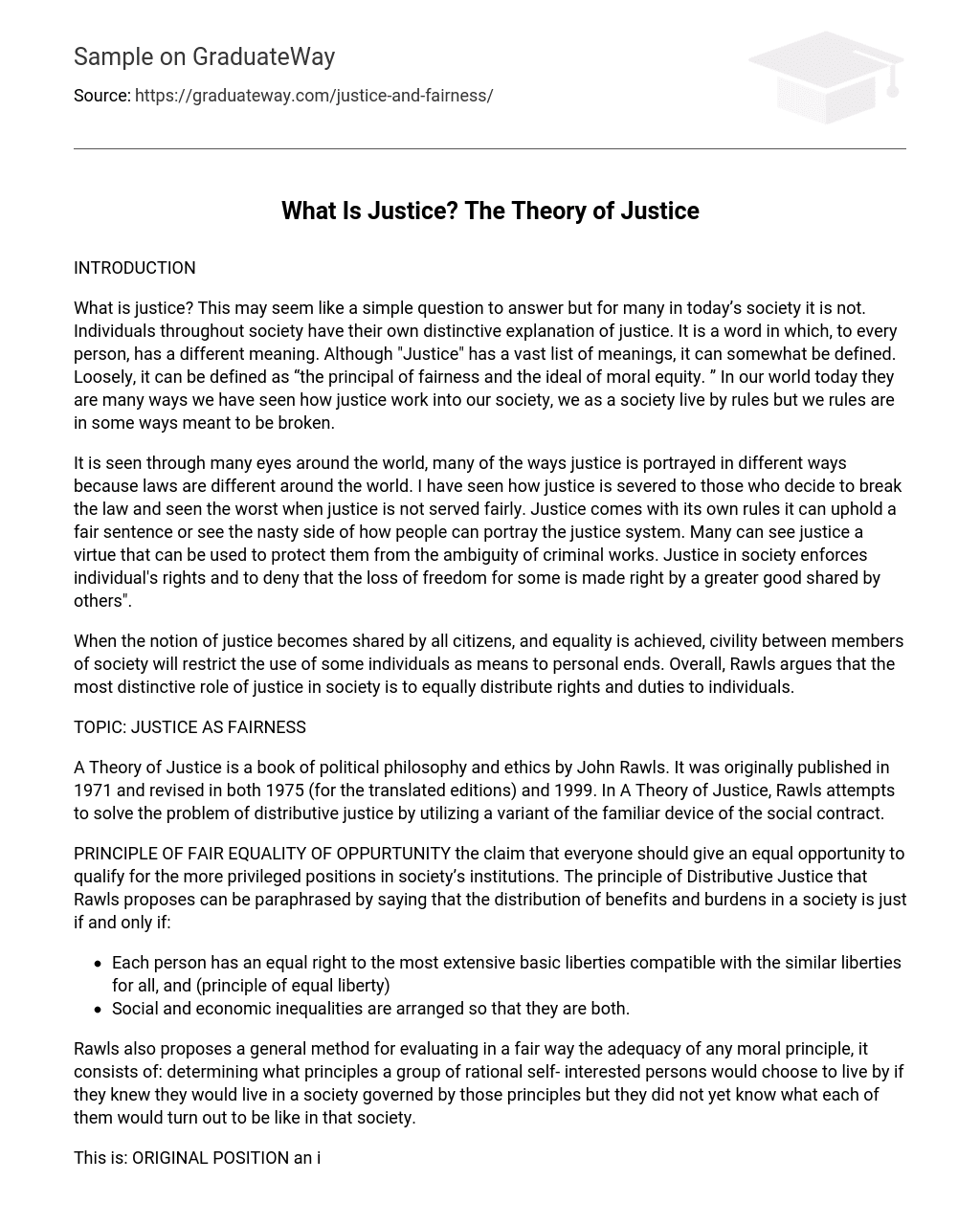 What Is Justice? The Theory of Justice