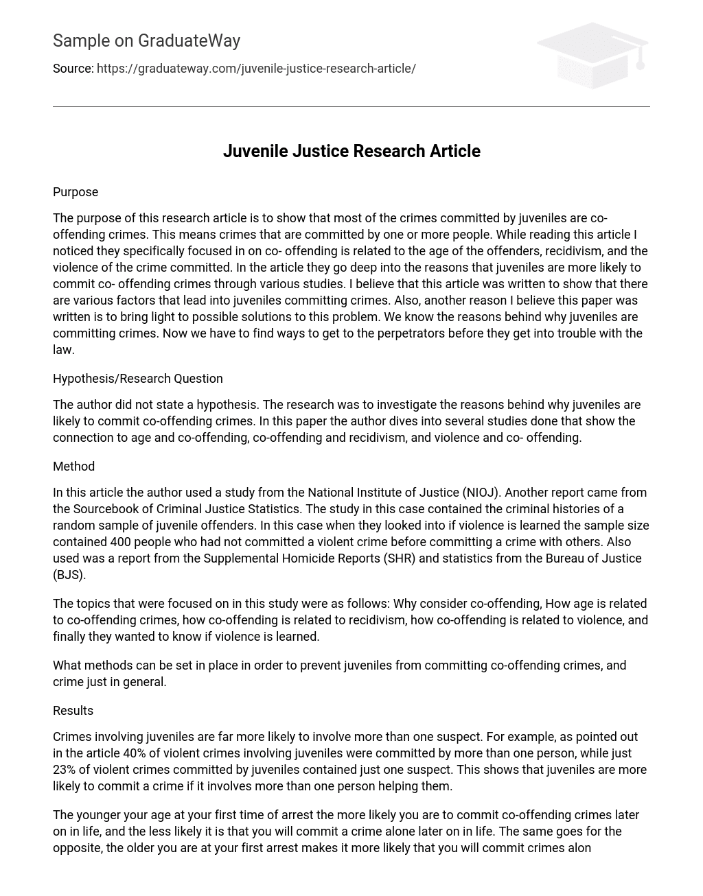 Juvenile Justice Research Article
