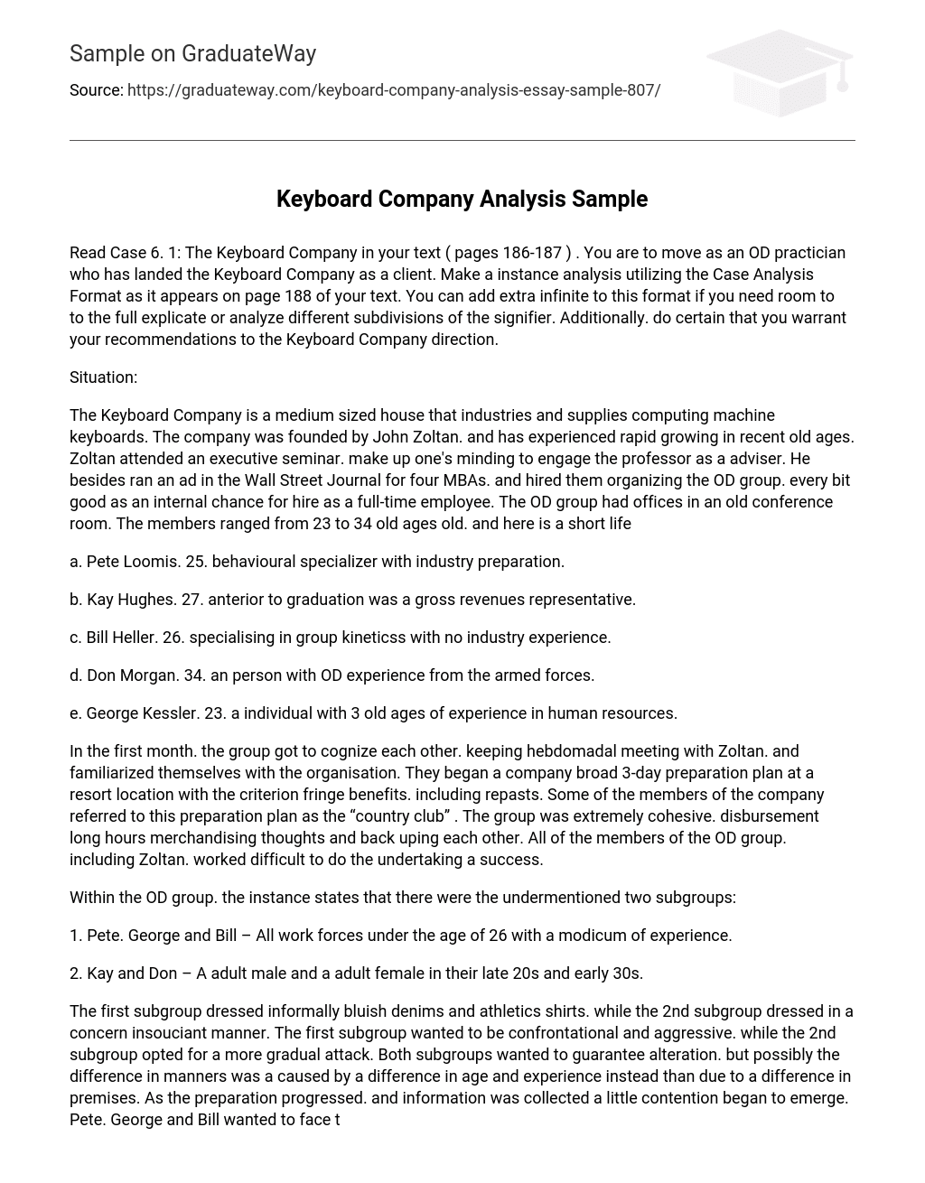 Keyboard Company Analysis Sample