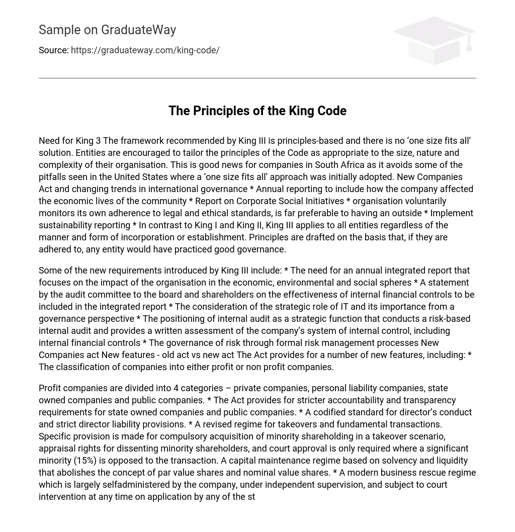 The Principles of the King Code