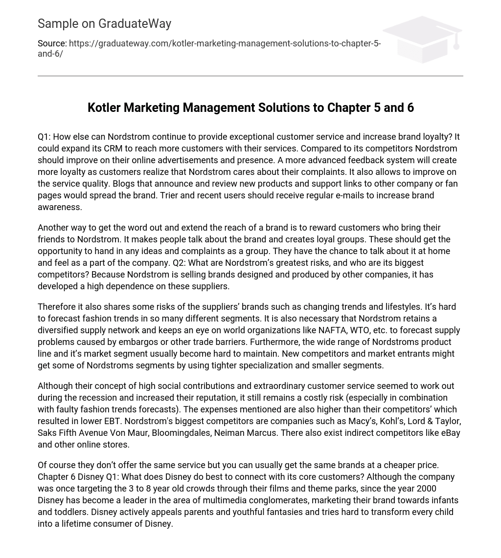 Kotler Marketing Management Solutions to Chapter 5 and 6