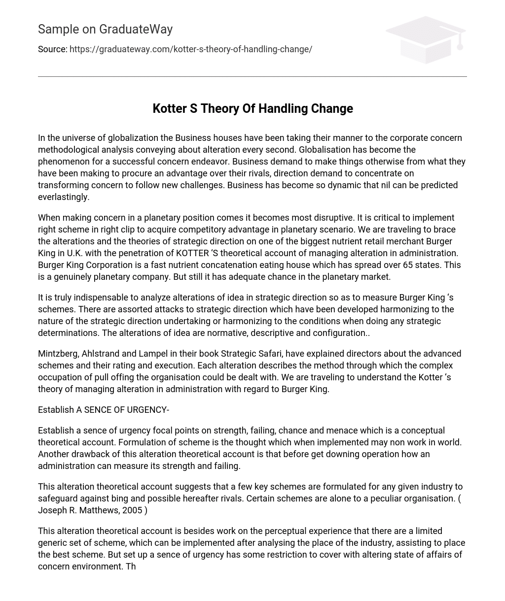 Kotter S Theory Of Handling Change