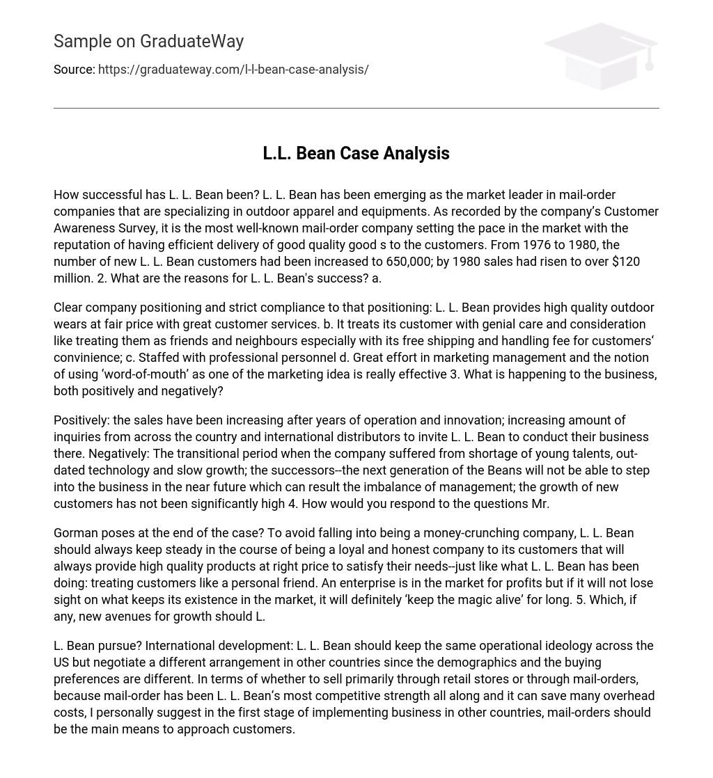 L.L. Bean Case Analysis