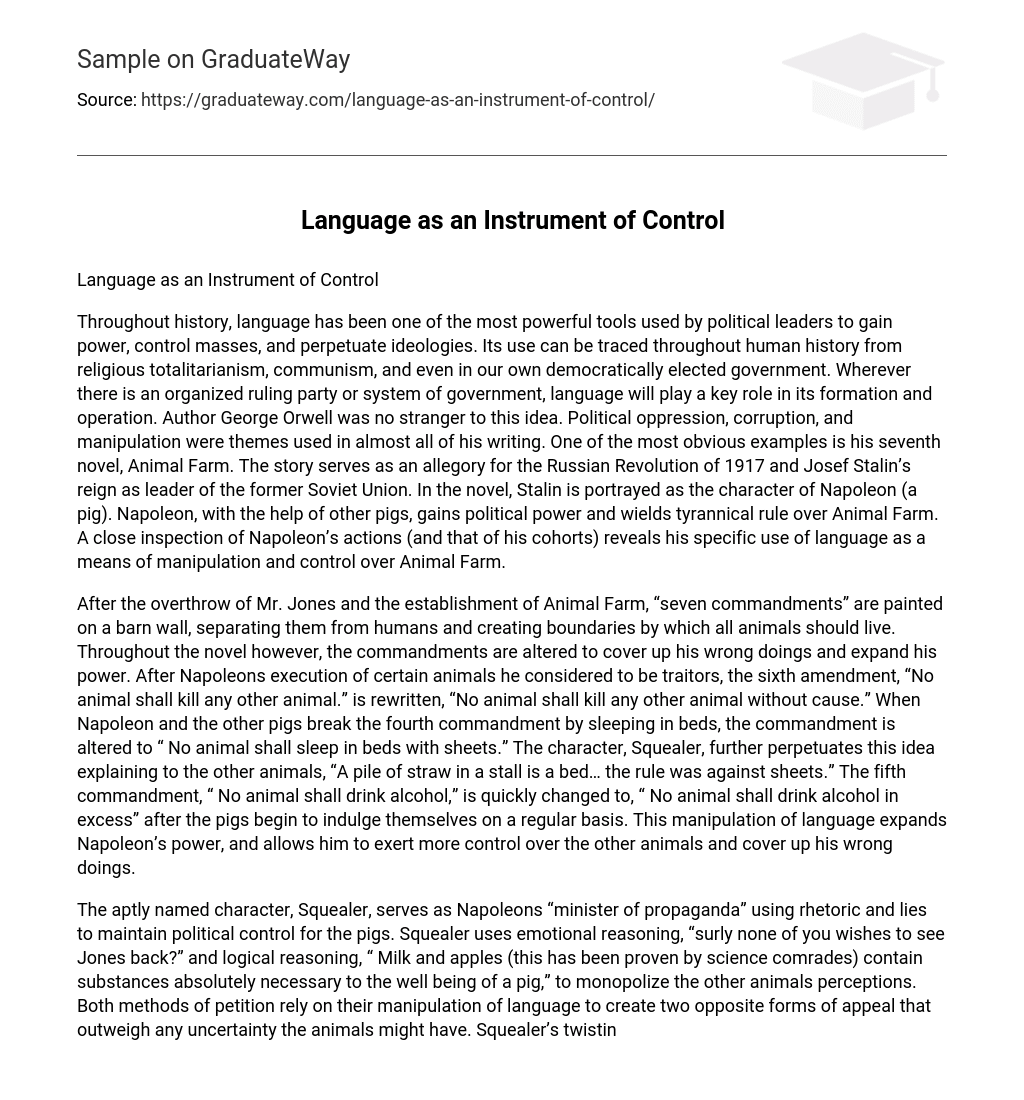 Language as an Instrument of Control