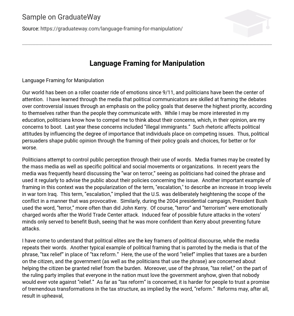 Language Framing for Manipulation