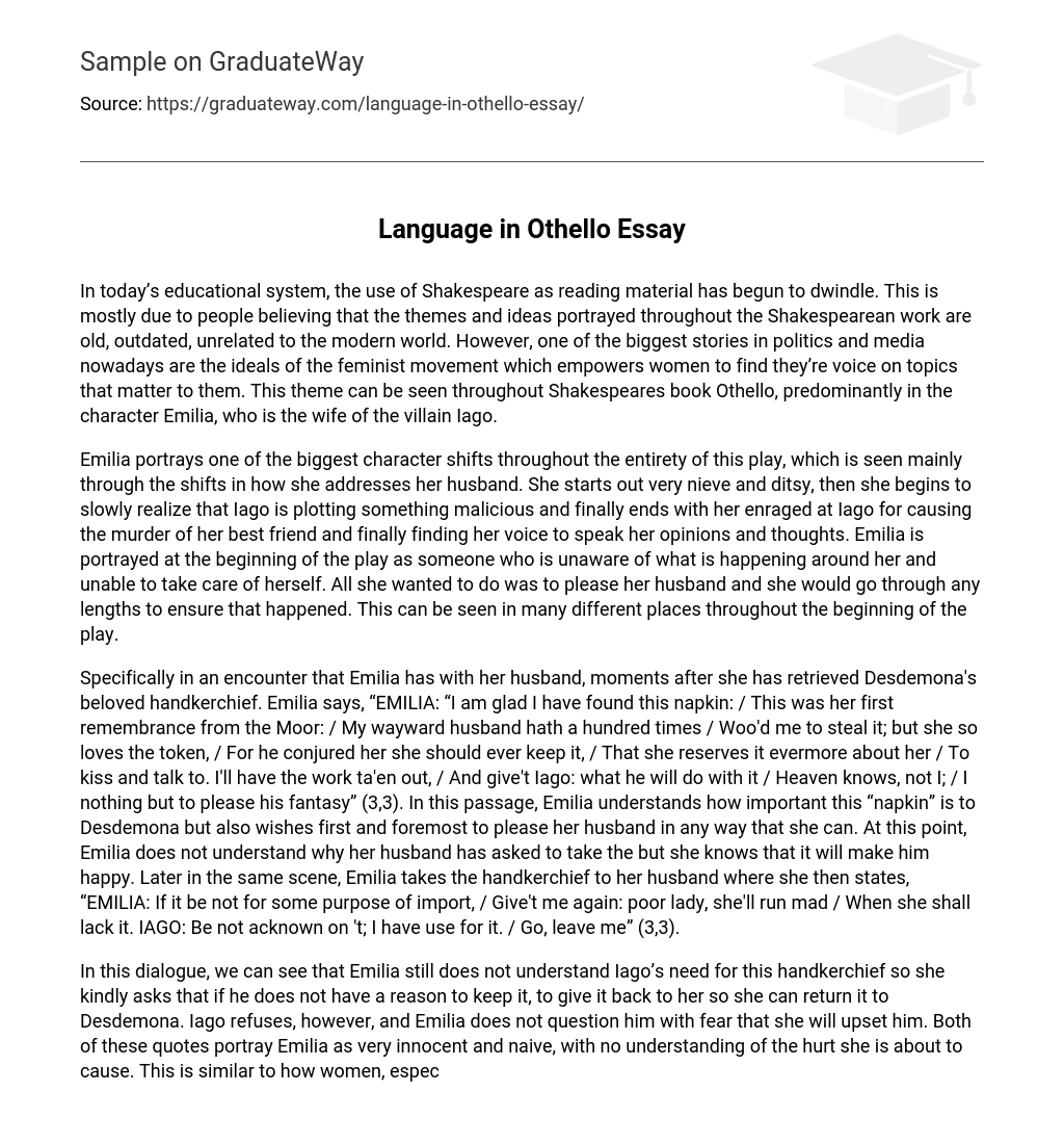 Language in Othello Essay Analysis