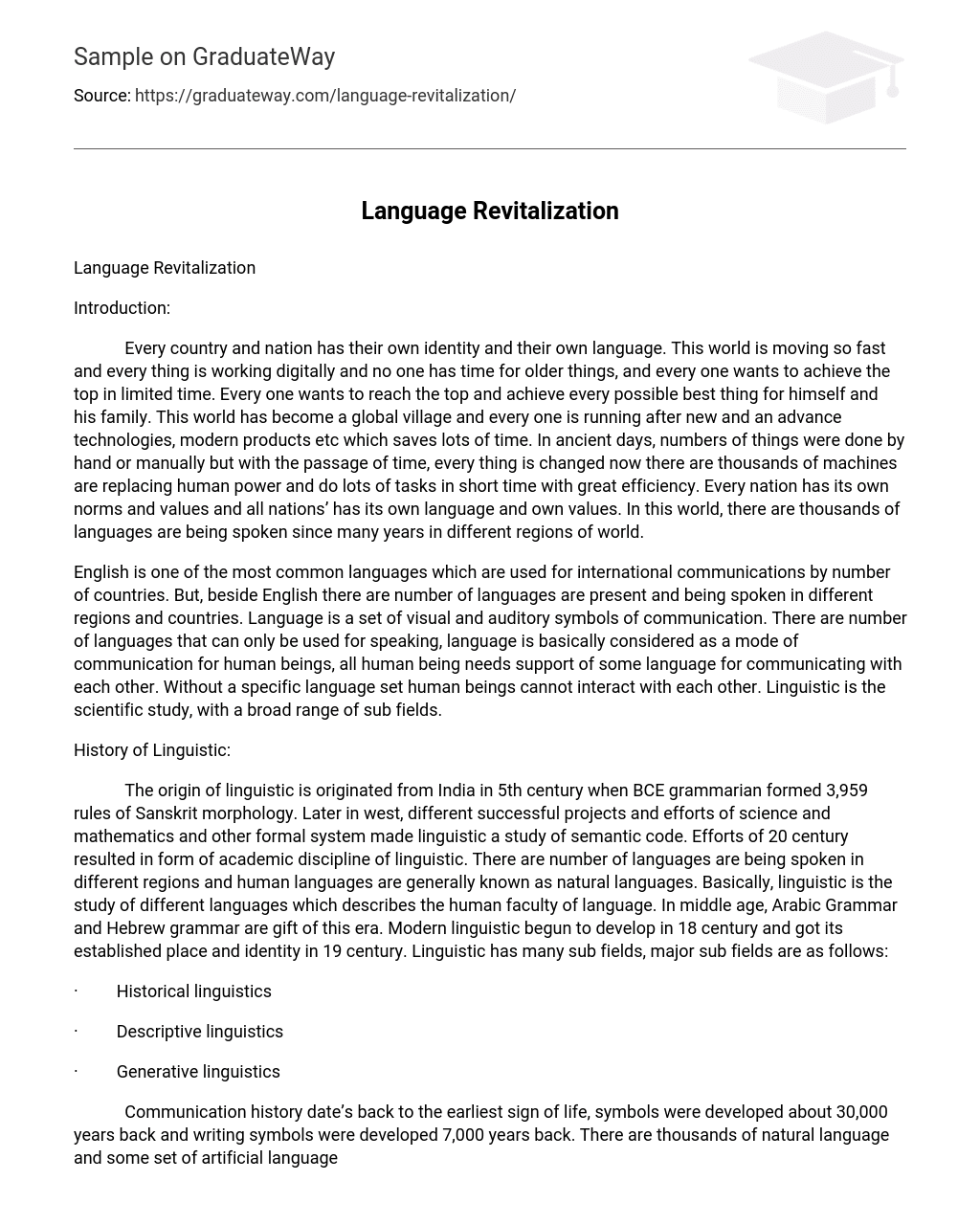 language revitalization essay