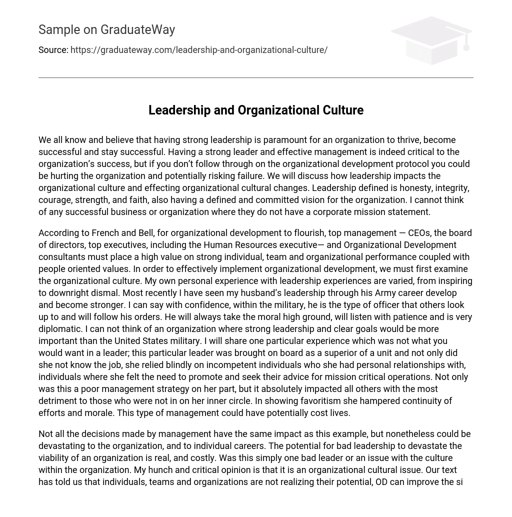 Leadership and Organizational Culture