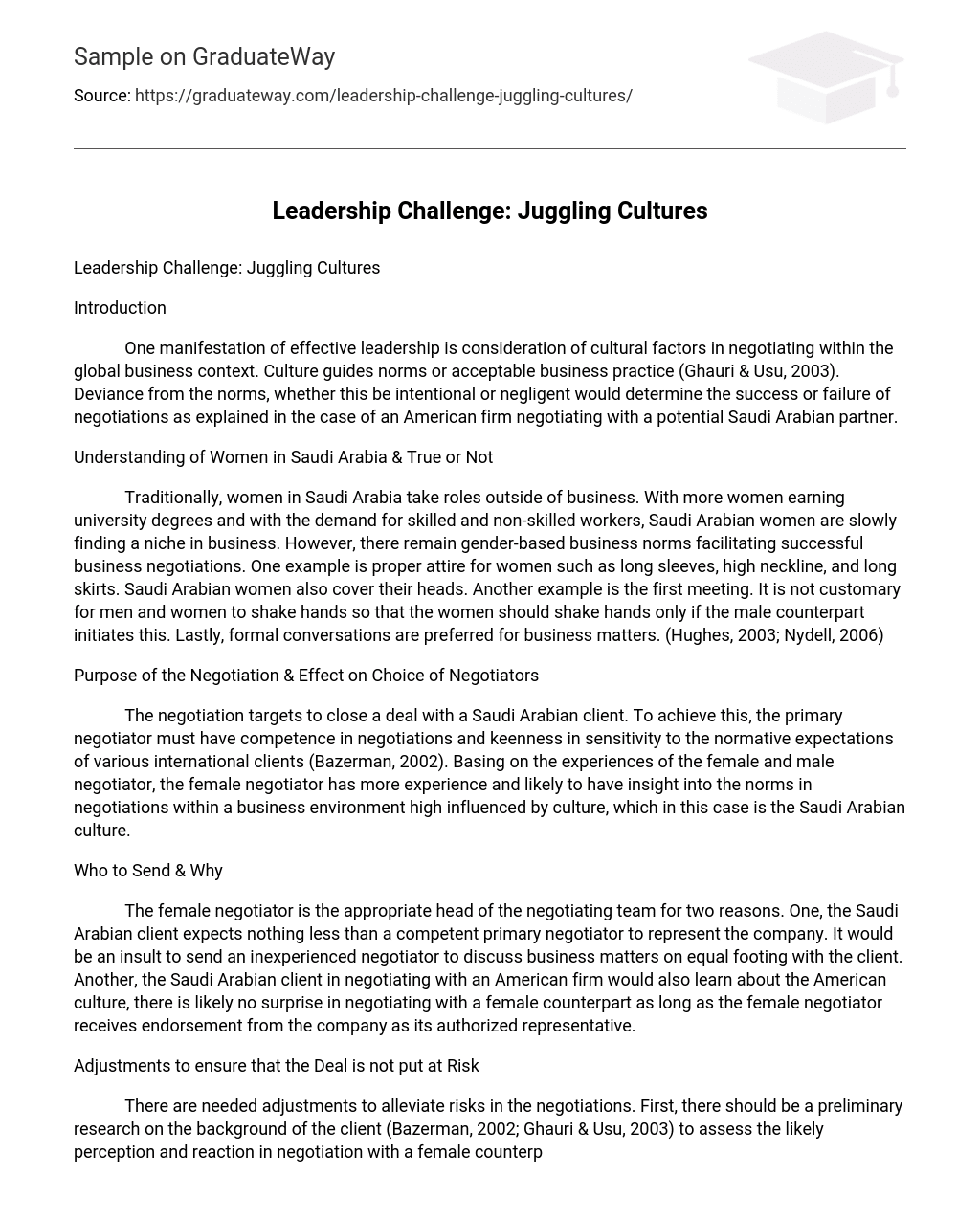 Leadership Challenge: Juggling Cultures