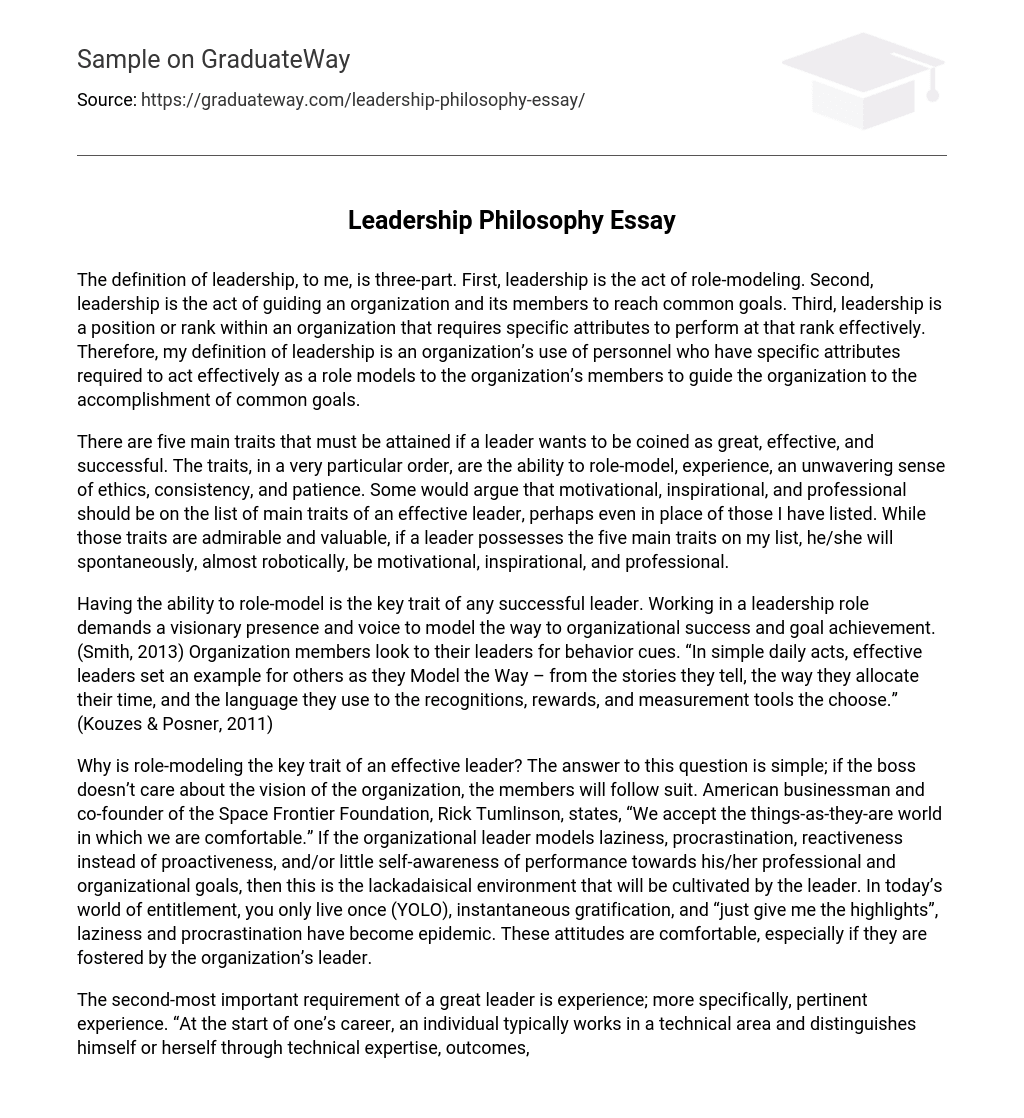 personal leadership philosophy essay pdf