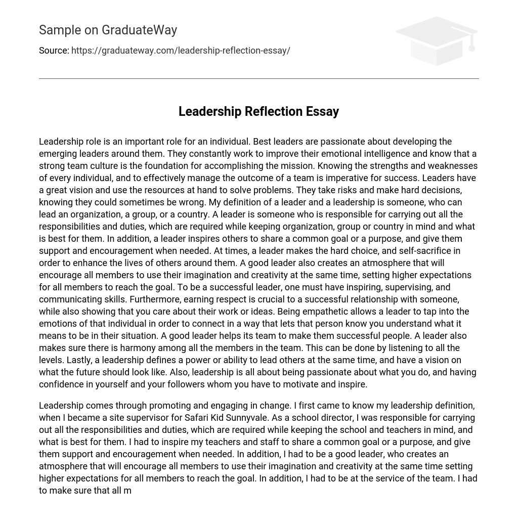 reflective essay about leadership training for the youth