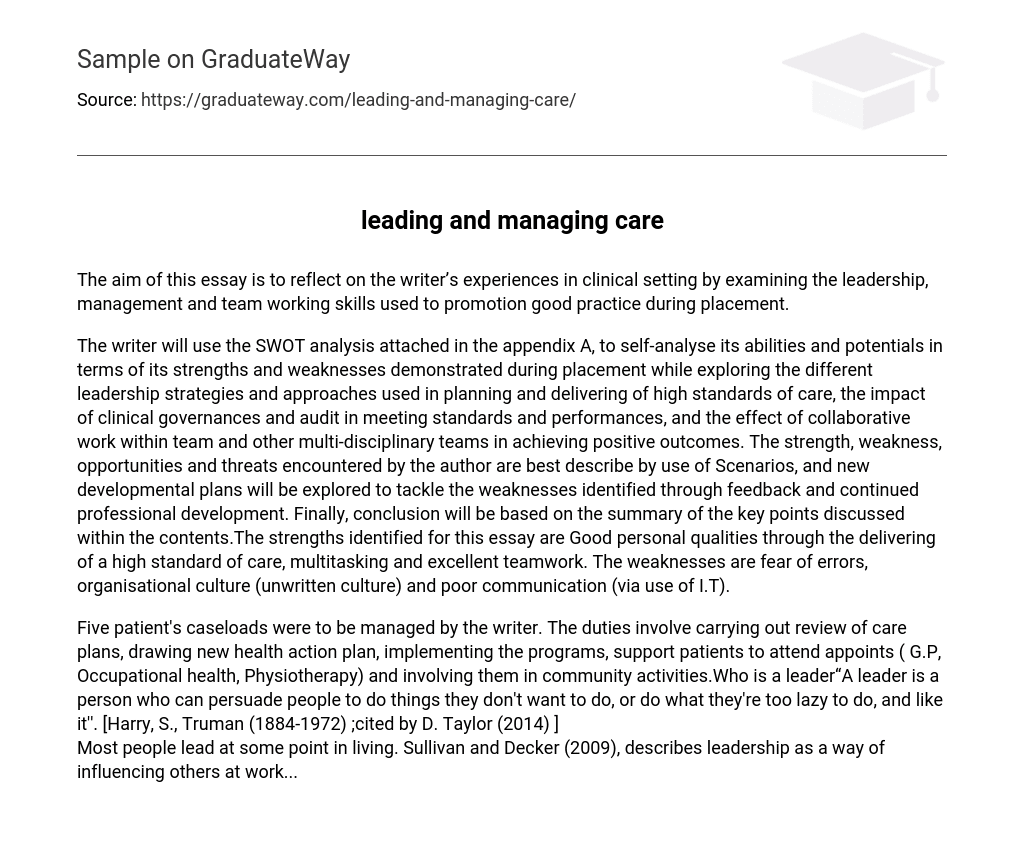 leading and managing care